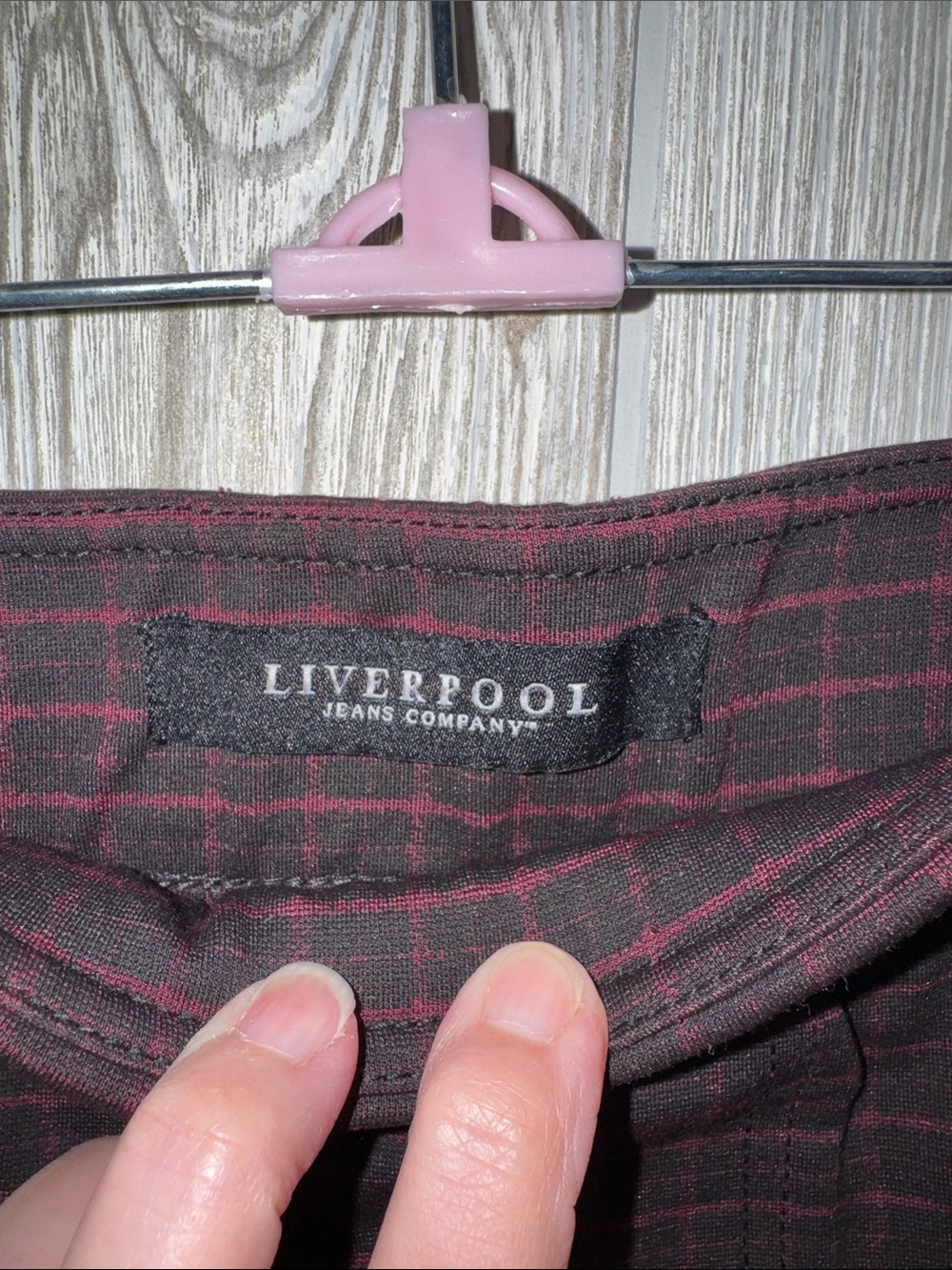 Liverpool Jeans Company Brick Red and Black Plaid Pencil Skirt - Picture 2 of 9